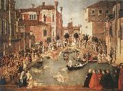 Gentile Bellini Miracle of the Cross on San Lorenzo Brdge,late 1500 oil painting on canvas